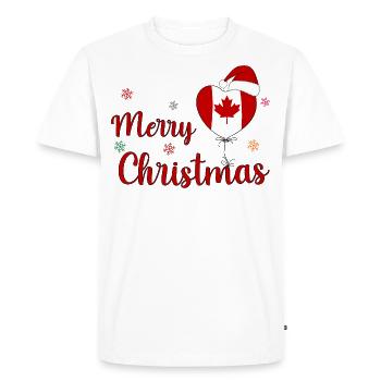 Joyoux Noel Christmas Canada Flag Heart - Men's Premium Organic T-Shirt - white - Front - Nico (187cm)