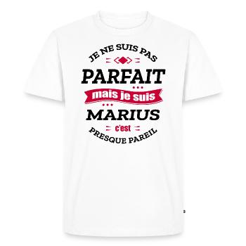 27 MARIUS BLMARIUS PARFAIT - PRENOM MARIUS - T-shirt Premium bio Homme - blanc - Devant - Nico (187cm)