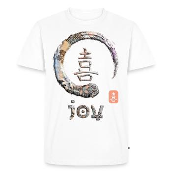 Joy Japanese Kanji Word Symbol Enso Circle 1 - Men's Premium Organic T-Shirt - white - Front - Nico (187cm)