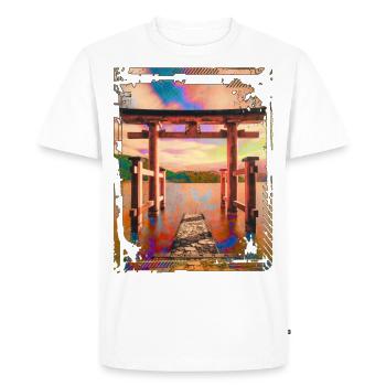 Japon Torii Gate In Water Sunset Collage Art 62 - T-shirt Premium bio Homme - blanc - Devant - Nico (187cm)