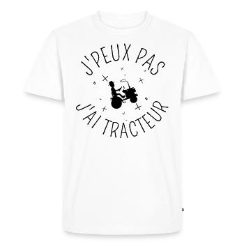 J Peux Pas J Ai Tracteur Tracteur noir - T-shirt Premium bio Homme - blanc - Devant - Nico (187cm)