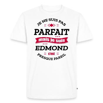 EDMOND PARFAIT - PRENOM EDMOND - T-shirt Premium bio Homme - blanc - Devant - Nico (187cm)