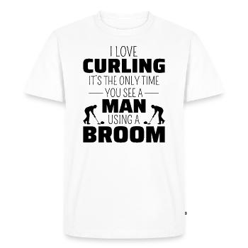 Curling Sweeping Fan Winter Ice Sport Curler Funny - Men's Premium Organic T-Shirt - white - Front - Nico (187cm)