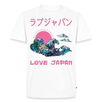 Great Wave Japanese Kanagawa Symbol Word Kanji - Men's Premium Organic T-Shirt - white - Front - Nico (187cm)