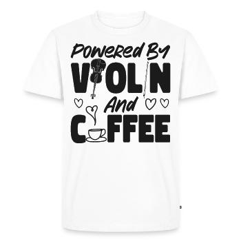Violin Violinist Coffee Powered By - Men's Premium Organic T-Shirt - white - Front - Nico (187cm)