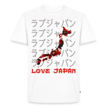Japon Carte Voyage Japonais Amoureux Symbole Kanji Love - T-shirt Premium bio Homme - blanc - Devant - Nico (187cm)