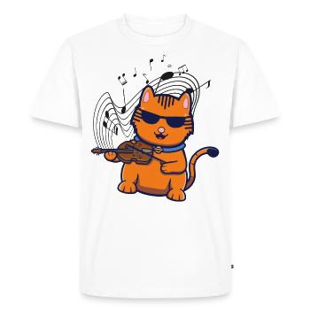 Violon Violoniste Jazz Cat - T-shirt Premium bio Homme - blanc - Devant - Nico (187cm)