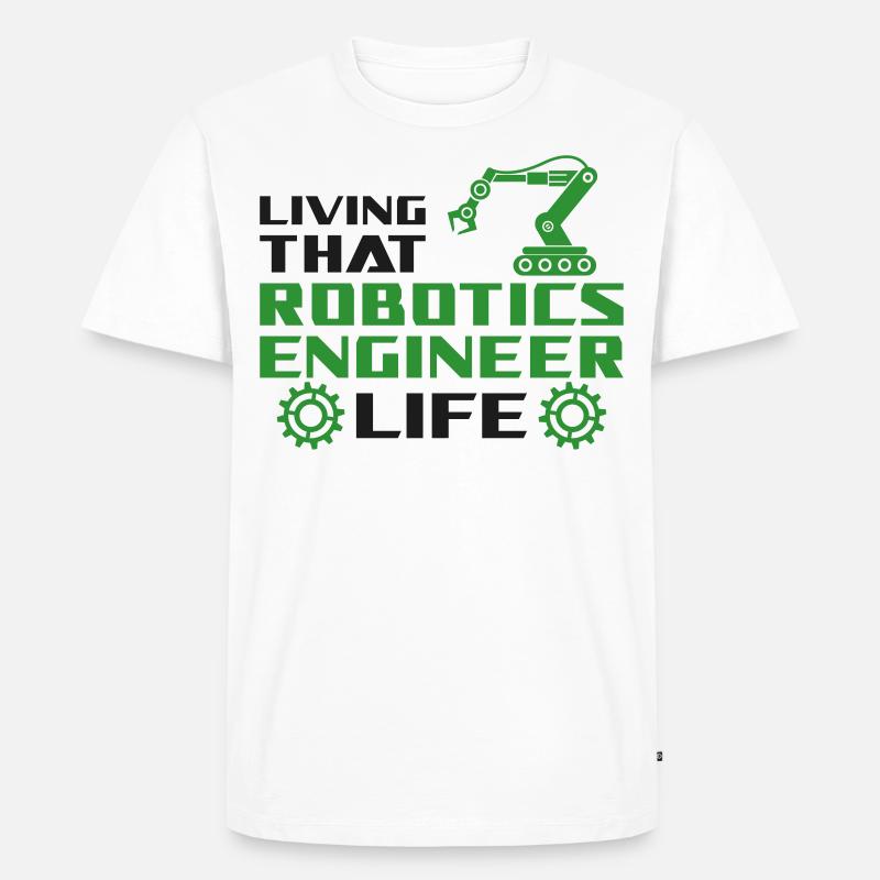 Robot Robotics Engineer Living - Männer Premium Bio T-Shirt - Weiß