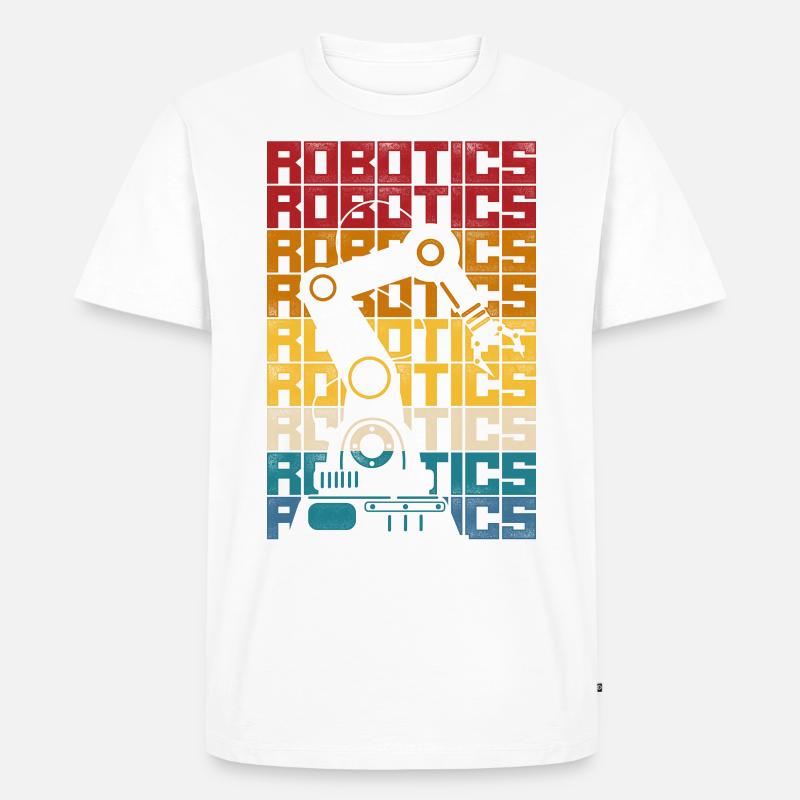 Robot Robotics Engineer Retro - Männer Premium Bio T-Shirt - Weiß