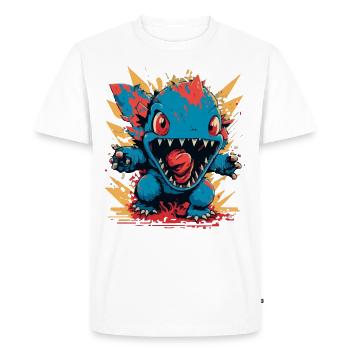 Monster Crash - Cool Blue Dinosaur Monster - Men's Premium Organic T-Shirt - white - Front - Nico (187cm)