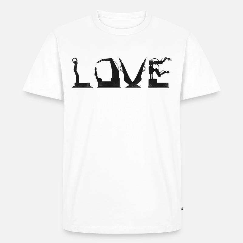 Robot Robotics Engineer Love - Männer Premium Bio T-Shirt - Weiß