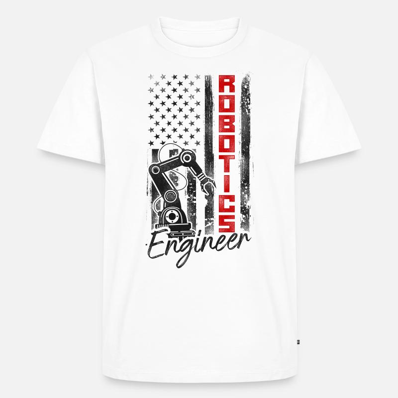 Robot Robotics Engineer American - Männer Premium Bio T-Shirt - Weiß