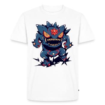 Monster Crash - Cool Blue Monster - Men's Premium Organic T-Shirt - white - Front - Nico (187cm)