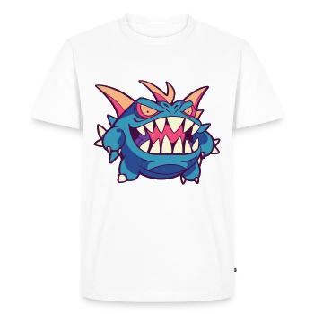 Monster Crash - Cool Blue Monster - Men's Premium Organic T-Shirt - white - Front - Nico (187cm)