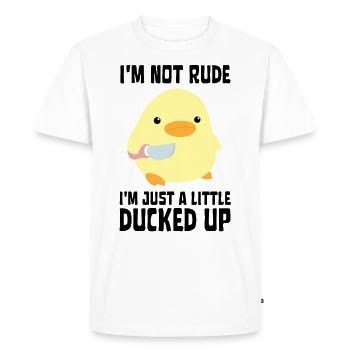 Ducked Up - Canard au couteau Ente mit Messer - T-shirt Premium bio Homme - blanc - Devant - Nico (187cm)