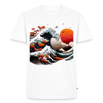 Vague de style japonais - T-shirt Premium bio Homme - blanc - Devant - Nico (187cm)