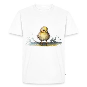 Chick in puddle - Men's Premium Organic T-Shirt - white - Front - Nico (187cm)