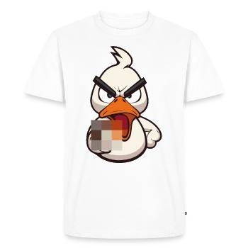 Duck You! Funny duck censored with middle finger - Men's Premium Organic T-Shirt - white - Front - Nico (187cm)