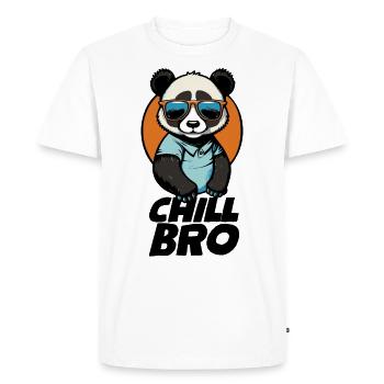 Chill Bro Funny Cartoon Panda with Sunglasses - Men's Premium Organic T-Shirt - white - Front - Nico (187cm)