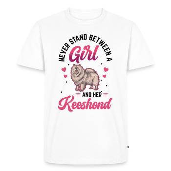 Girl and her Wolfspitz German Keeshond - Men's Premium Organic T-Shirt - white - Front - Nico (187cm)