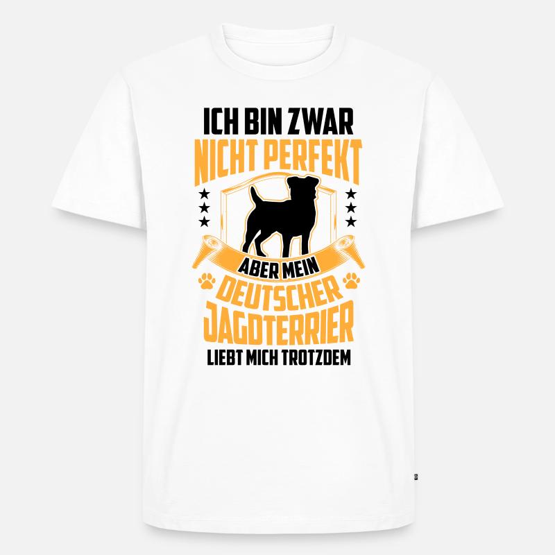 Deutscher Jagdterrier ist nicht perfekt - Männer Premium Bio T-Shirt - Weiß