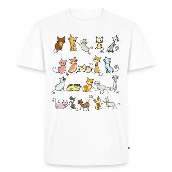 Funny Cats Crazy Cat Comic Drawing - Men's Premium Organic T-Shirt - white - Front - Nico (187cm)