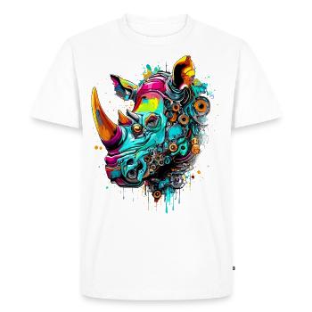 Rhinocéros mécanique créatif - T-shirt Premium bio Homme - blanc - Devant - Nico (187cm)