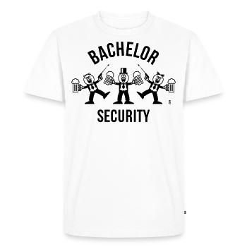 Bachelor Sécurité (Caricature / Danse / 1C) - T-shirt Premium bio Homme - blanc - Devant - Nico (187cm)