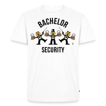 Bachelor Sécurité (Caricature / Danse / 3C / B) - T-shirt Premium bio Homme - blanc - Devant - Nico (187cm)