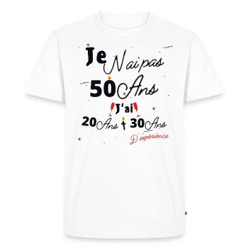 Je n Ai Pas 50 Ans Cadeau d anniversaire - T-shirt Premium bio Homme - blanc - Devant - Nico (187cm)