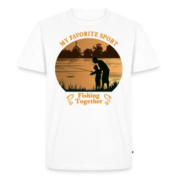 Pêche Père et fils - Mon sport préféré - T-shirt Premium bio Homme - blanc - Devant - Nico (187cm)