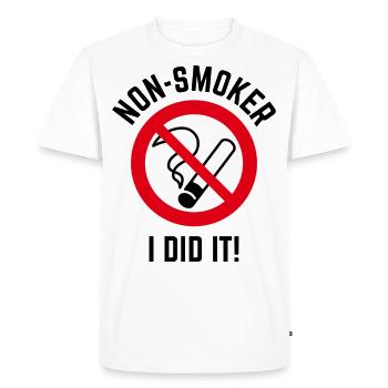 Non-Smoker – I Did It! (3C / B) - Men's Premium Organic T-Shirt - white - Front - Nico (187cm)