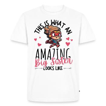 Annonce de grossesse avec une super-héroïne de dessin animé - T-shirt Premium bio Homme - blanc - Devant - Nico (187cm)