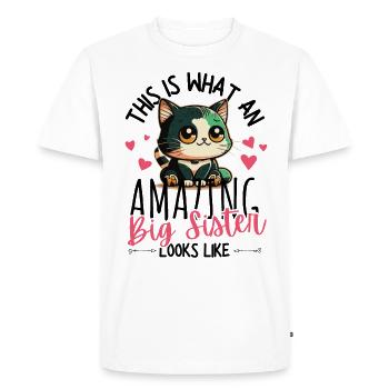 Annonce de grossesse avec un mignon chat kawaii - T-shirt Premium bio Homme - blanc - Devant - Nico (187cm)