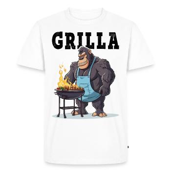 Grilling Grilla Griller Gorilla BBQ Saying Funny - Men's Premium Organic T-Shirt - white - Front - Nico (187cm)