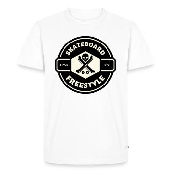 SKATEBOARD FREESTYLE X BOARD IN X SKULL - Men's Premium Organic T-Shirt - white - Front - Nico (187cm)