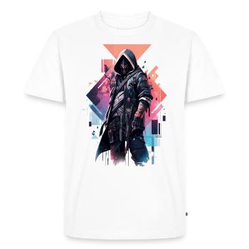 Epic Gamer Cyber Assassin with Robot Mask - Men's Premium Organic T-Shirt - white - Front - Nico (187cm)