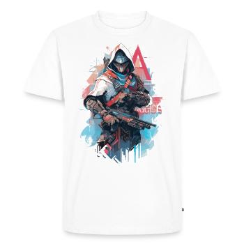 Epic Gamer Cyber Assassin Punk with Armor - Men's Premium Organic T-Shirt - white - Front - Nico (187cm)
