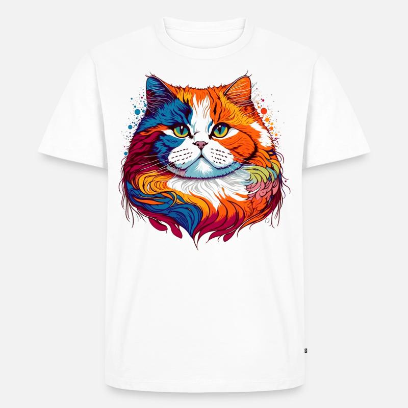 Chunky Splash Katze - Männer Premium Bio T-Shirt - Weiß
