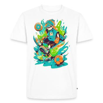 Joueur de football funky dans la conception de jeux d’art de rue - T-shirt Premium bio Homme - blanc - Devant - Nico (187cm)