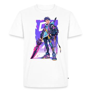 Shibuya: Cool Anime Boy avec épée japonaise - T-shirt Premium bio Homme - blanc - Devant - Nico (187cm)
