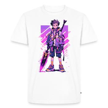Shibuya: Cool Anime Boy avec épée japonaise - T-shirt Premium bio Homme - blanc - Devant - Nico (187cm)