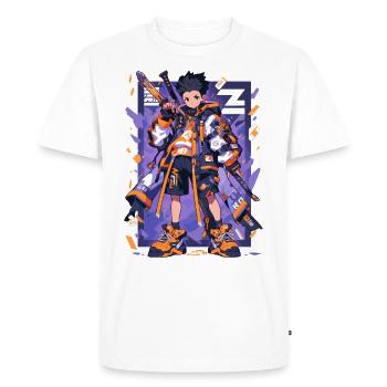Shibuya: Cool Anime Boy avec épée japonaise - T-shirt Premium bio Homme - blanc - Devant - Nico (187cm)