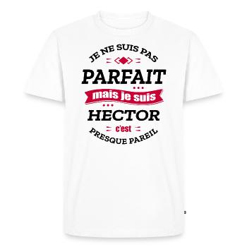 HECTOR PARFAIT - PRENOM HECTOR - T-shirt Premium bio Homme - blanc - Devant - Nico (187cm)