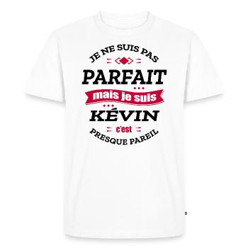 KÉVIN PARFAIT - PRENOM KÉVIN - T-shirt Premium bio Homme - blanc - Devant - Nico (187cm)