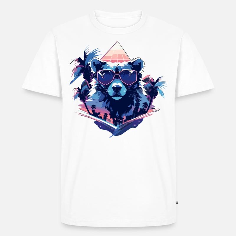 Future Bear mit Sonnenbrille - Männer Premium Bio T-Shirt - Weiß