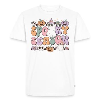 Spooky Season: Retro Halloween: Ghost and Pumpkins - T-shirt Premium bio Homme - blanc - Devant - Nico (187cm)