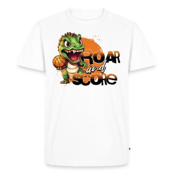 Basketball Dino T-Rex Player Sports Comic Cartoon - T-shirt Premium bio Homme - blanc - Devant - Nico (187cm)