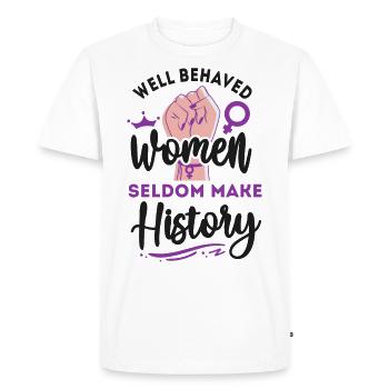 Feminist Well Behaved Women Seldom - Men's Premium Organic T-Shirt - white - Front - Nico (187cm)