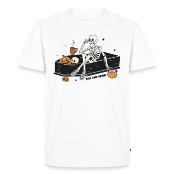 Spooky retro fun: « Rise And Grind » Halloween - T-shirt Premium bio Homme - blanc - Devant - Nico (187cm)